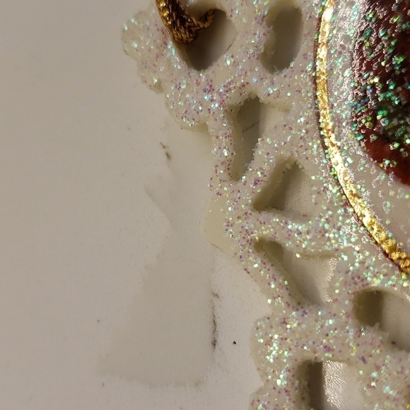 trisha Romance 2005 Ornament Porcelain Snowflake Gold Tassel 4.5"Diam - Picture 8 of 8